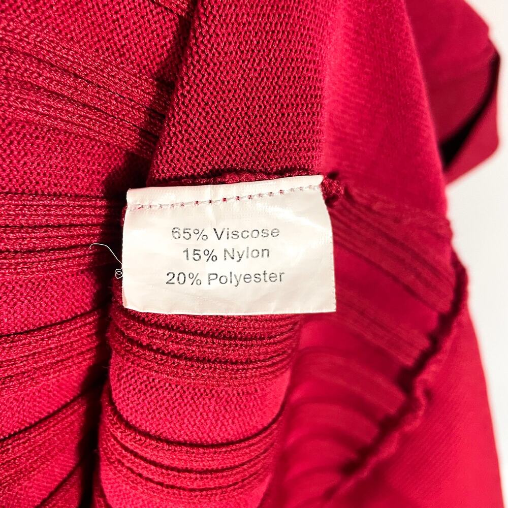 Red Knit Long-Sleeve Mini Dress - Brand - Picture 11 of 14